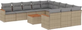 vidaXL 12 részes bézs polyrattan kerti ülőgarnitúra párnákkal