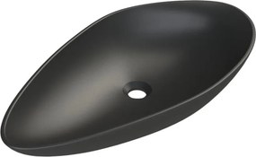 CeraStyle OLIVE - PULTRA ültethető - Top Counter - porcelán mosdó - MATT FEKETE -75 x 38 cm
