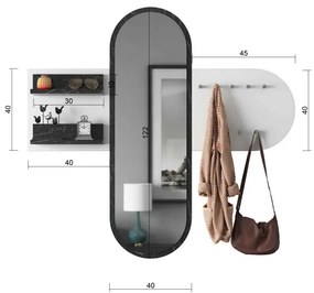 Fali tükör RANI 125x120 cm fehér/fekete