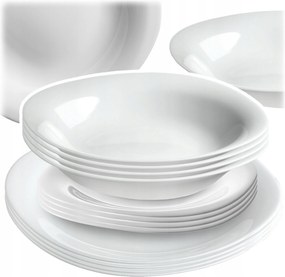 Étkezőgarnitúra 4 Személyes Tányér Szett Étkészlet Fehér 12db-os