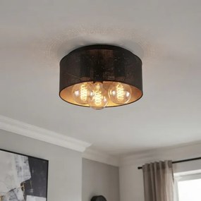 Mennyezeti lámpa SIRJA PLISADO 3xE27/15W/230V Ø 35 cm fekete/arany