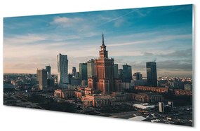 Üvegképek Varsó panoráma felhőkarcolók napkelte 100x50 cm