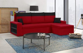 PAVEL Kinyitható sarokkanapé Piros/fekete