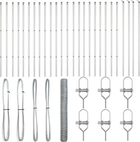vidaXL Kerítésoszlop Ezüst 50 x 1,4 m (36 mm rácsos) Acél