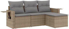 vidaXL 4 részes bézs polyrattan kerti ülőgarnitúra párnákkal