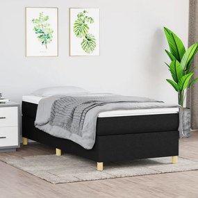 Fekete szövet rugós ágy matraccal 100 x 200 cm