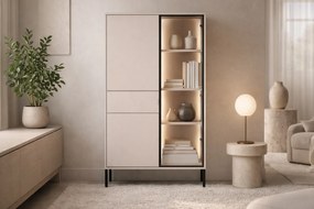 Harmona magas vitrin 92 cm fiókkal és világítással - kasmír