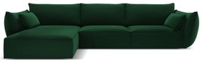Sötétzöld bársony sarokkanapé (bal oldali-heverő résszel) Vanda – Mazzini Sofas