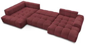 Borvörös zsenília kinyitható-tárolóhelyes sarokkanapé (bal oldali-U alakú) Everest – Bobochic Paris