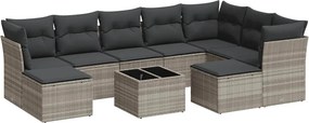 vidaXL 10 részes világosszürke polyrattan kerti ülőgarnitúra párnákkal