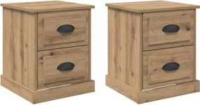 vidaXL Éjjeliszekrény 2 pcs Artisan tölgy 39 x 39 x 47.5 cm Faanyag