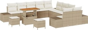 vidaXL Kerti Kanapé Szett párnával tárolóval 13 pcs Bézs Poli rattan