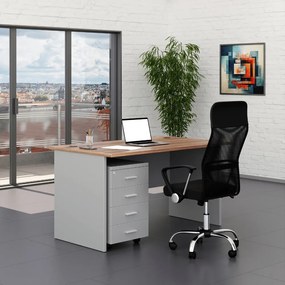 Irodabútor garnitúra SimpleOffice 1, 140 cm, szürke / dió