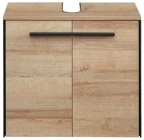 Natúr színű fali mosdó alatti szekrény tölgyfa dekorral 53x60 cm Quickset 395 – Pelipal