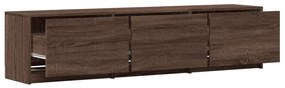 barna tölgy színű szerelt fa TV-szekrény LED-del 165x34x40 cm