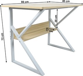 Polcos íróasztal, természetes tölgyfa/fehér, TARCAL 80