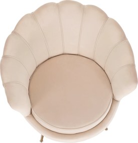 Fotel Art-deco stílusban, bézs Velvet anyag/gold chróm-arany, NOBLIN