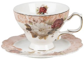 Vintage virágos porcelán teás csésze aljjal 200 ml