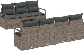 vidaXL Kerti Kanapé Szett 8 pcs Szürke Poli rattan és acél és üveg
