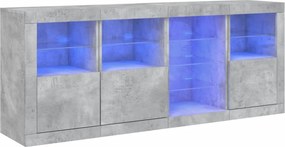 vidaXL betonszürke tálalószekrény LED-világítással 164 x 37 x 67 cm