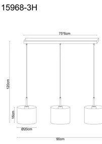 Globo 15968-3H - DELEON kábeles csillár 3xE27/40W/230V