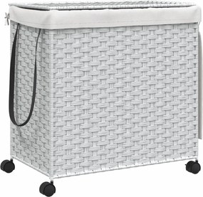vidaXL fehér rattan szennyeskosár kerekekkel 60x35x60,5 cm