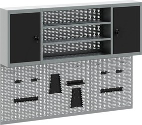 vidaXL Szerszámos szekrény készlet zárral 4 pcs Fekete Porszórt acél