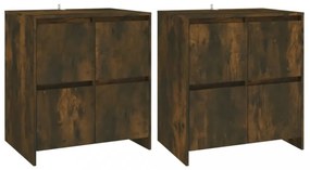 2 db füstös tölgyszínű forgácslap tálalószekrény 70x41x75 cm