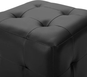 2 db fekete műbőr puff 30 x 30 x 30 cm