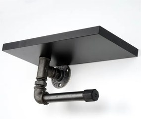 Vécépapír tartó polccal BORU 12x30 cm fekete