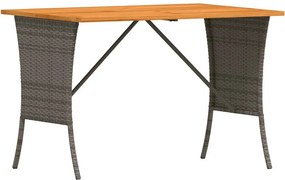 vidaXL szürke polyrattan akácfa lapos kerti asztal 105x75x72 cm