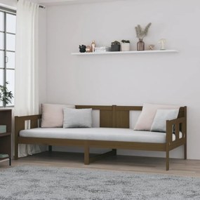mézbarna tömör fenyőfa kanapéágy 90x200 cm
