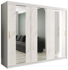 Ruhásszekrény 250 cm Marbelo P (matt fehér + fehér márvány). 1064532