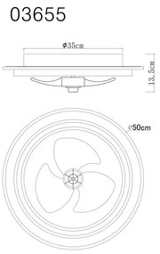 Globo Bozan 03655 távirányítós mennyezeti ventilátoros lámpa, 32W LED, 2700K-6500K, 120-1200 lm
