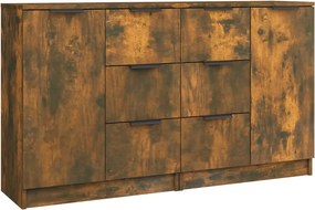 vidaXL 2 db füstös tölgy színű szerelt fa tálalóasztal 60 x 30 x 70 cm