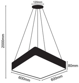LED Csillár zsinóron LED/65W/230V 4000K 60x60 cm