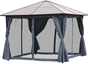 Outsunny 10 x 10 láb méretű Kerti Parti Sátor Oldalfalakkal, PC Tető Alumínium Sötét Szürke | Aosom