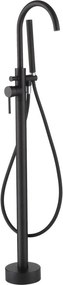 Szabadon álló fürdőkád-szett csapteleppel, 116 cm, fekete