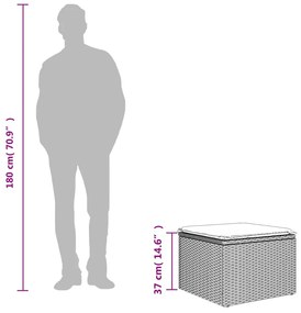 világosszürke polyrattan kerti szék párnával 55 x 55 x 37 cm