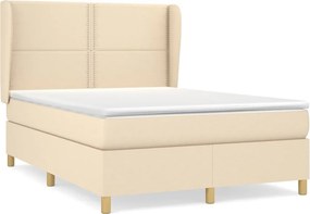 vidaXL krémszínű szövet rugós ágy matraccal 140 x 190 cm