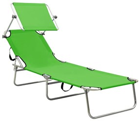 vidaXL zöld alumínium összecsukható napozóágy napellenzővel