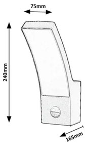 Rabalux 7505-LED Kültéri fali lámpa érzékelővel PALANGA 12W/230V IP44