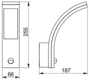 Lámpa Fali lámpa PARIS mozgásérzékelővel ,10W, 900 lm, IP54, AC220-240V, 50/60Hz, fénykibocsátás 140°, hatótávolság 9m,4000K, fehér