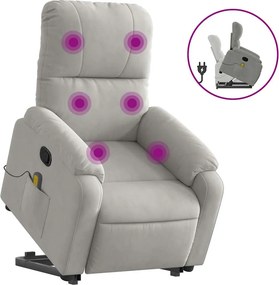 vidaXL világosszürke mikroszálas szövet felállást segítő masszázsfotel