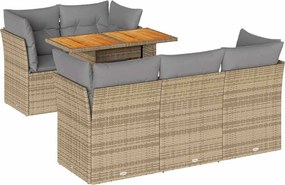 vidaXL 6 részes bézs polyrattan kerti ülőgarnitúra párnával