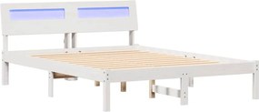 vidaXL Ágykeret fejtámlával Fehér 120 x 200 cm Tömör fenyőfa