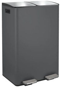 Sötétszürke acél szelektív pedálos szemetes 2x30 l Aliya – Spirella