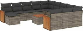 vidaXL 13 részes szürke polyrattan kerti ülőgarnitúra párnákkal