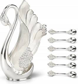 Teáskanál Szett 6 Db-os Hattyú Alakú Állvány