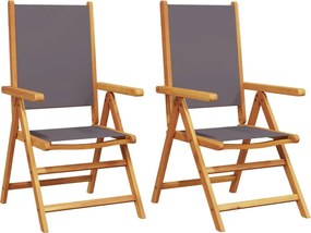 vidaXL 2 db antracitszürke tömör akácfa és szövet kerti szék